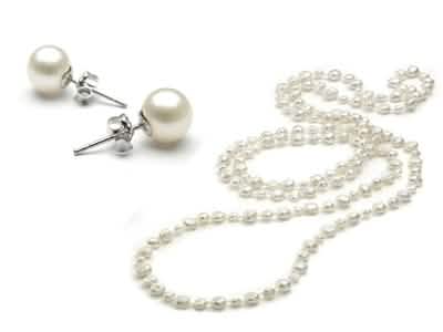 3-Piece Set: 36" White Freshwater Pearl Endless Necklace and Earrings Set by DailySale
