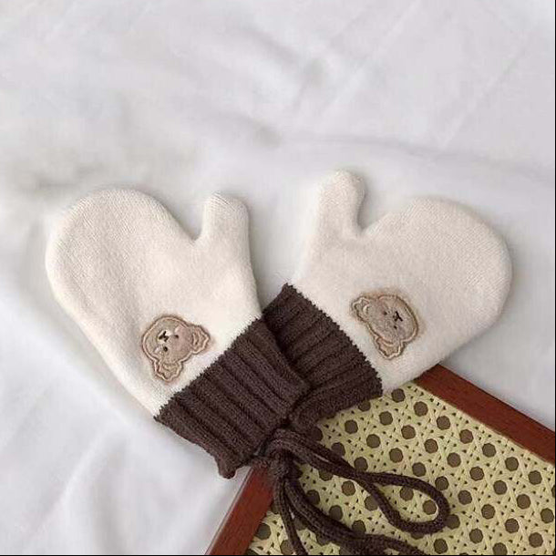 Kids Winter Gloves with String | Warm Toddler Mittens 2-5Y by ozznekshoes