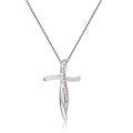 Pink Sapphire Cross Necklace by Fine Color Jewels