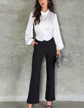 Classic Trouser w/ Side Slit - Black by Boutique 23