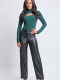 High Rise Straight Leg Metallic Pant by Boutique 23