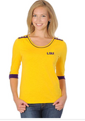 UG Apparel NCAA LSU Tigers Womens Plus Size Roll-Up Top, 1X, Gold by Vanessa Jane
