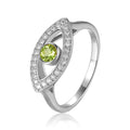 1.3 Ct Round Green Peridot Bezel Silver Evil Eye Ring by Fine Color Jewels
