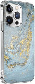 iPhone 14 Pro 6.1-inch Protection Kit Bundle - Marble Series Case with Tempered Glass Screen and Camera Protector (Blue Marble) by Zerodamage Sahara Case LLC