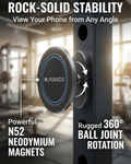 All-Metal Magnetic Gym Phone Holder for MagSafe and Android | Industrial N54 Magnets | Rock-Solid Mount for Squat Racks & Metal Gym Equipment | 360° Adjustable | Includes Metal Ring by BLAUBECK