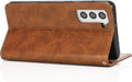 Bundle: Folio Brown Leather Wallet Case with Tempered Glass Screen and Camera Protector - Samsung Galaxy S23 by Zerodamage Sahara Case LLC