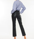 Judith High Rise Faux Leather Skinny Straight - Black by Boutique 23