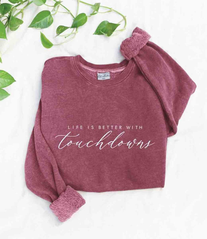 Life Is Better Mineral Sweatshirt - Maroon by Boutique 23