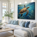 Turtle In Seagrass Coastal Wall Art by Tailored Canvases