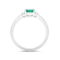 0.72 Ct Oval Green Zambian Emerald Diamond Prong 10k Gold Pave Bridge Ring by Fine Color Jewels