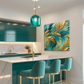 Abstract Gold And Blue Frosty Wall Art by Tailored Canvases