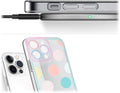 iPhone 14 Pro Max Protection Kit Bundle - Polkadot Hybrid-Flex Hard Shell Case with Tempered Glass Screen and Camera Protector (Clear/Pink/Teal) by Zerodamage Sahara Case LLC