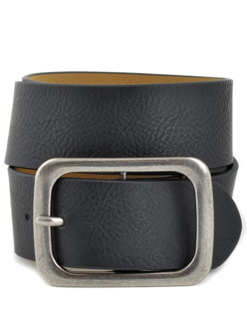 Square Buckle Leatherette Belt - Black by Boutique 23