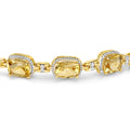 Cushion Yellow Citrine & Diamond Prong Silver Tennis Bracelet by Fine Color Jewels