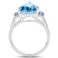 6.86 Carat Genuine Swiss Blue Topaz, Tanzanite & White Topaz .925 Sterling Silver Ring by Bids.com