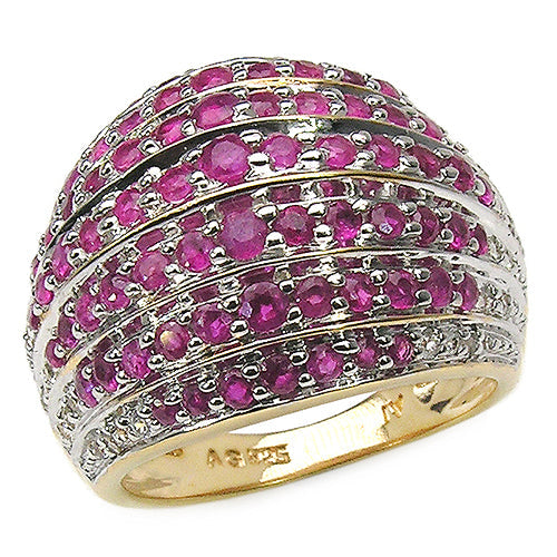 14K Yellow Gold Plated 2.94 Carat Genuine Ruby & White Topaz .925 Sterling Silver Ring by Bids.com