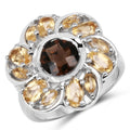 3.46 Carat Genuine Smoky Quartz & Citrine .925 Sterling Silver Ring by Bids.com