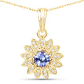 0.31 Carat Genuine Tanzanite and White Diamond 14K Yellow Gold Pendant by Bids.com