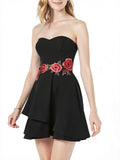 B Darlin Juniors Embroidered Strapless Fit and Flare Dress, Black, Size 15/16 by Vanessa Jane