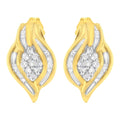 10K Yellow Gold 1/3 cttw Round-Cut Diamond Cluster and Swirl Stud Earrings (J-K Clarity, I2-I3 Color) by Bids.com