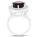 4.52 Carat Genuine Smoky Quartz and White Topaz .925 Sterling Silver Ring by Bids.com