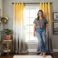 Lush Decor Window Curtains 52x84 - Yellow & Gray Ombre Fiesta Room Darkening by Vanessa Jane