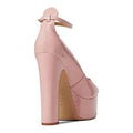 Schutz Renee Pink Faux Leather Square Toe Buckle Ankle Strap Block Heels 8.5 by Vanessa Jane