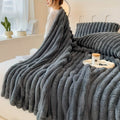 Ultra-Soft Double-Sided Fleece Blanket – Gray (All-Season) by DailySale