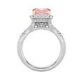 4Cttw Emerald Shaped Pink Lab Grown Diamond (F/VS) Split Shank Halo Engagement Ring 14K Gold by Fine Color Jewels