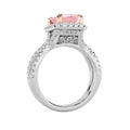 4Cttw Emerald Shaped Pink Lab Grown Diamond (F/VS) Split Shank Halo Engagement Ring 14K Gold by Fine Color Jewels