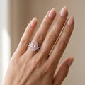 4Cttw Oval Shaped Pink Lab Grown Diamond (F/VS) Split Shank Halo Engagement Ring 14K Gold by Fine Color Jewels