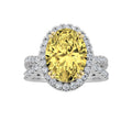 4Cttw Oval Shaped Yellow Lab Grown Diamond (F/VS) Split Shank Halo Engagement Ring 14K Gold by Fine Color Jewels