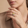 4Cttw Oval Shaped Yellow Lab Grown Diamond (F/VS) Split Shank Halo Engagement Ring 14K Gold by Fine Color Jewels