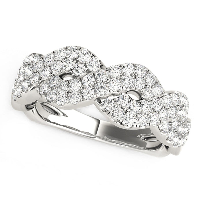 Diamond Studded Interlocking Waves Ring in 14k White Gold (5/8 cttw) by Bids.com