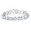 Heart Blue Topaz Prong Silver Tennis Bracelet