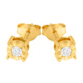 10K Yellow Gold Plated .925 Sterling Silver 1/10 Cttw Round Brilliant-Cut Diamond Miracle-Set Stud Earrings (J-K Color, I3 Clarity) by Bids.com