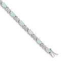 Oval White Genuine Opal & Diamond Prong Sterling Silver Infinity Link Bracelet by Fine Color Jewels