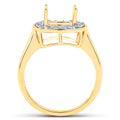 0.48 Carat Genuine White Diamond 14K Yellow Gold Semi Mount Ring - holds 8x8mm Cushion Gemstone by Bids.com