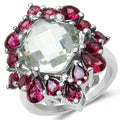 8.61 Carat Genuine Green Amethyst & Rhodolite .925 Sterling Silver Ring by Bids.com