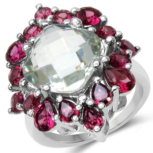 8.61 Carat Genuine Green Amethyst & Rhodolite .925 Sterling Silver Ring by Bids.com