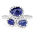 2.28 Carat Genuine Blue Aventurine And White Topaz .925 Sterling Silver Ring by Bids.com