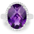 7.94 Carat Genuine Amethyst and White Diamond .925 Sterling Silver Ring by Bids.com