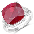 14.47 Carat Dyed Ruby and White Topaz .925 Sterling Silver Ring by Bids.com