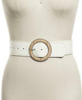 I.n.c. Round Buckle Faux Leather Stretch Belt by Vanessa Jane