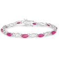 5.00 Ct Marquise Pink Ruby Prong 10K Gold X-Link Crossover Tennis Bracelet by Fine Color Jewels