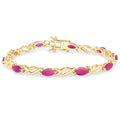 5.00 Ct Marquise Pink Ruby Prong 10K Gold X-Link Crossover Tennis Bracelet by Fine Color Jewels