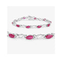5.00 Ct Marquise Pink Ruby Prong 10K Gold X-Link Crossover Tennis Bracelet by Fine Color Jewels