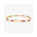 5.00 Ct Marquise Pink Ruby Prong 10K Gold X-Link Crossover Tennis Bracelet by Fine Color Jewels