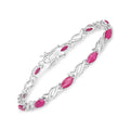 5.00 Ct Marquise Pink Ruby Prong 10K Gold X-Link Crossover Tennis Bracelet by Fine Color Jewels