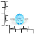 5.15 Ct Oval Swiss Blue Topaz & Lab Diamond Prong Silver Pave Bridge Ring by Fine Color Jewels